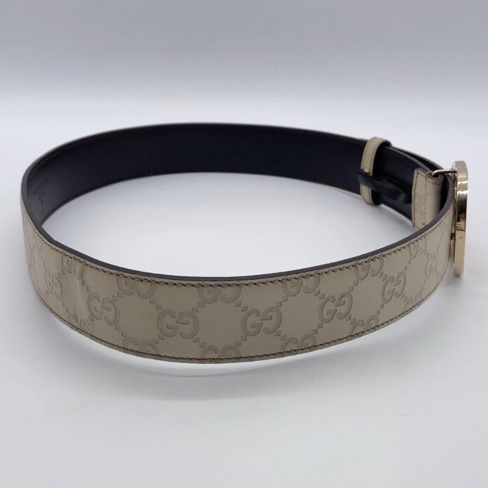 Auth GUCCI Interlocking G Guccissima Leather Ivory 85/34 Belt W/Dust bag - Picture 5 of 13